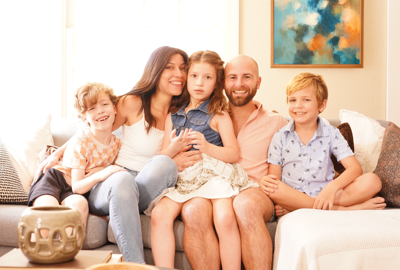The founder with his family at home in Edwardsville.