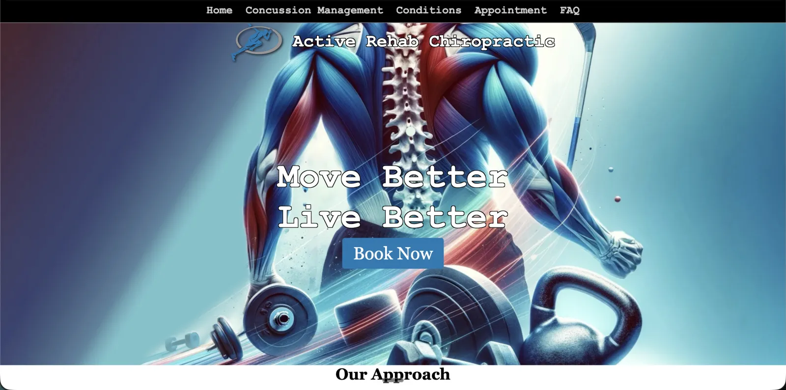 Active Rehab Chiropractic old website before the LocalCraft rebuild