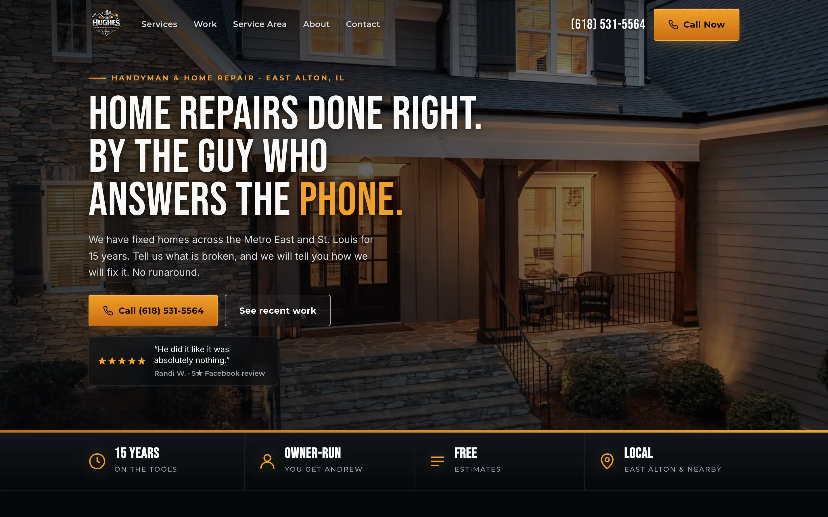 Hughes Residential Services desktop homepage