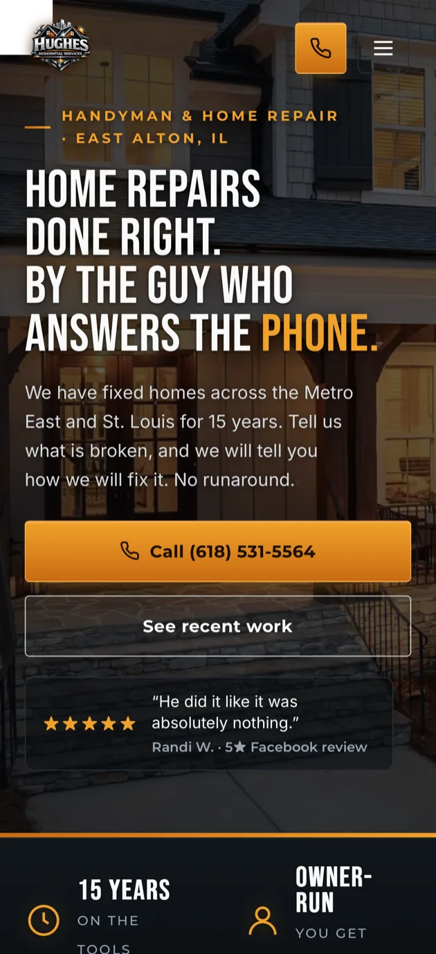 Hughes Residential Services mobile homepage