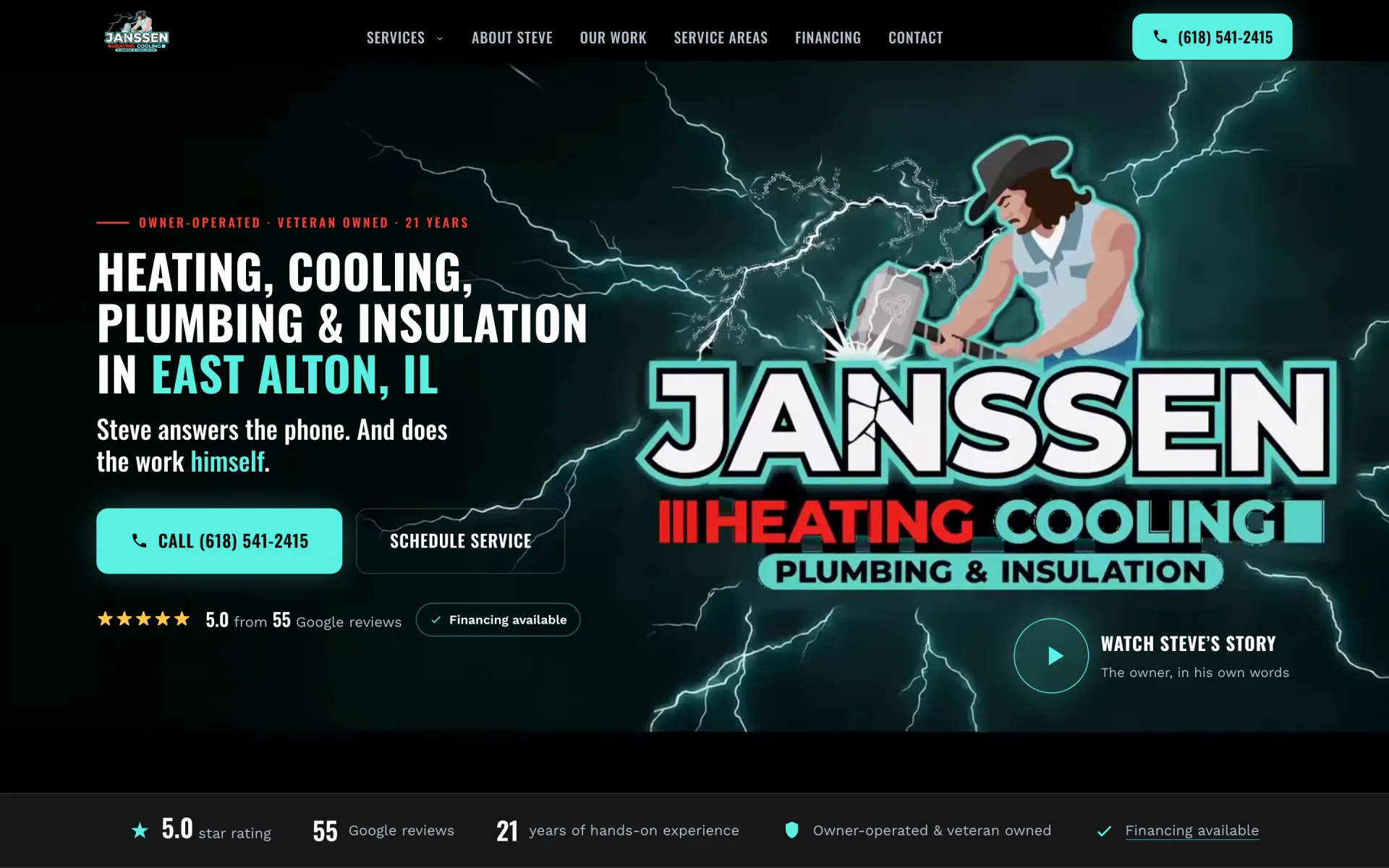 Janssen Heating & Cooling desktop homepage