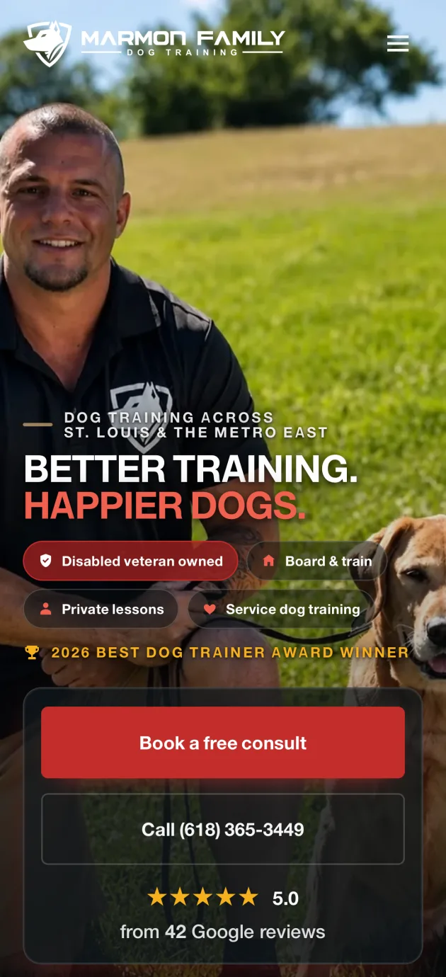 Marmon Family Dog Training mobile homepage