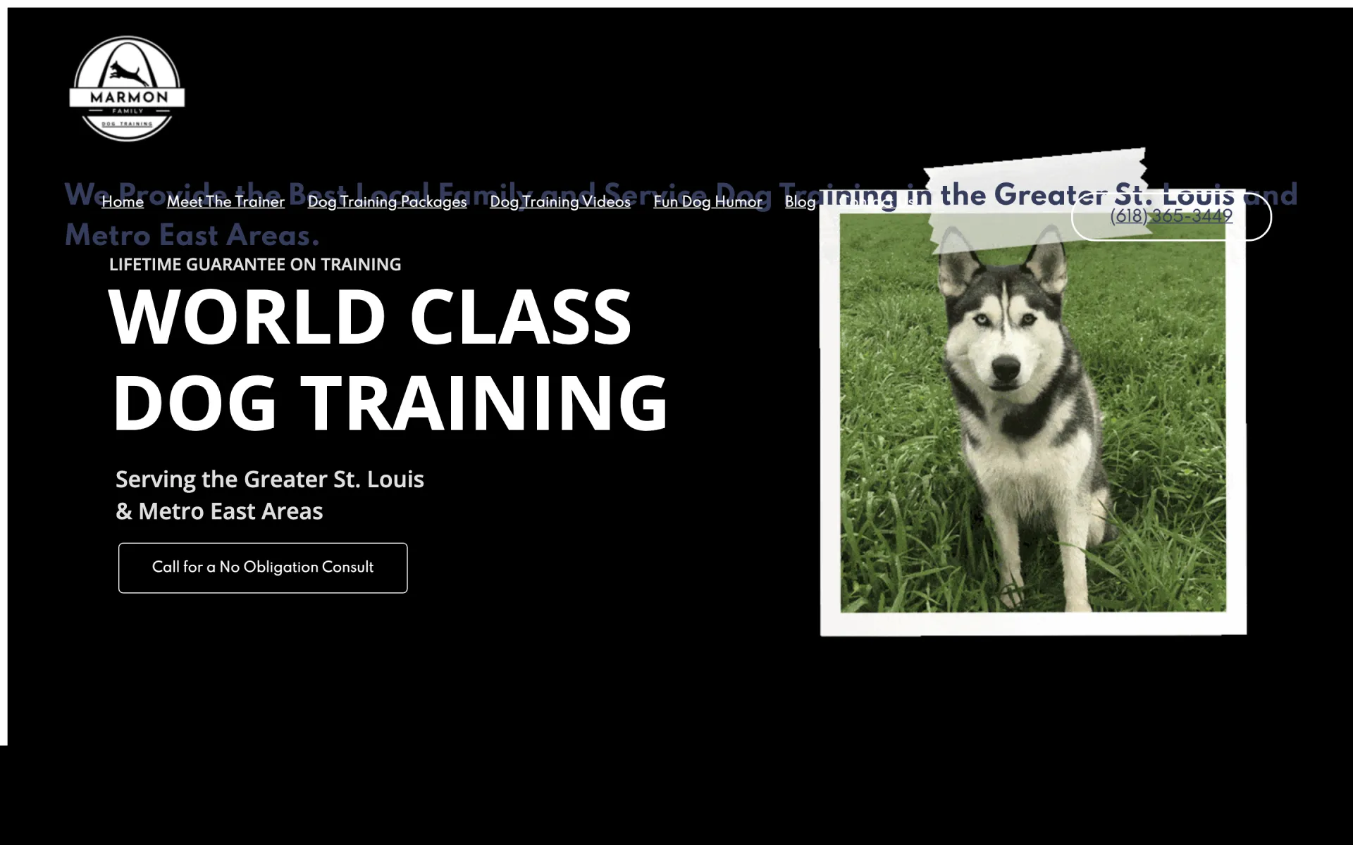 Marmon Family Dog Training old website before the LocalCraft rebuild